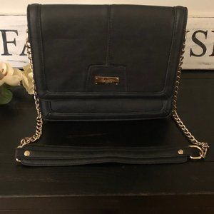 BCBG Paris Black Leather Shoulder Bag